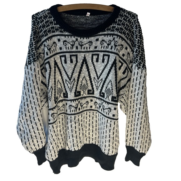 Vtg Wool Blend Made In Germany Oversized Sweater S Nordic Scandi Norse - Picture 1 of 12